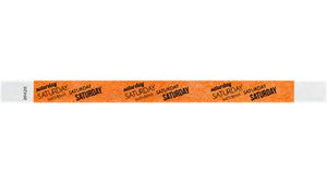 Tyvek 3/4" Wristbands - Saturday neon Orange