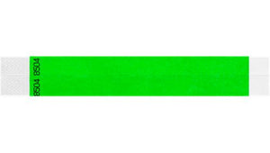 Tyvek 3/4" Wristbands - Duplicate Numbers Neon Green
