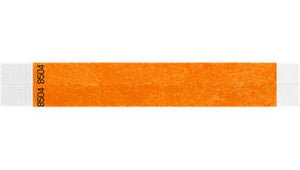Tyvek 3/4" Wristbands - Duplicate Numbers Neon Orange