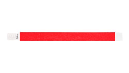 Tyvek 3/4" Wristbands  Custom  - Qwik Fit Neon Red